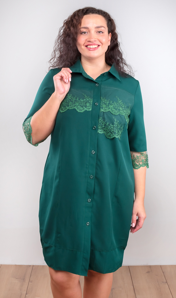 Платье-рубашка с кружевом 249352