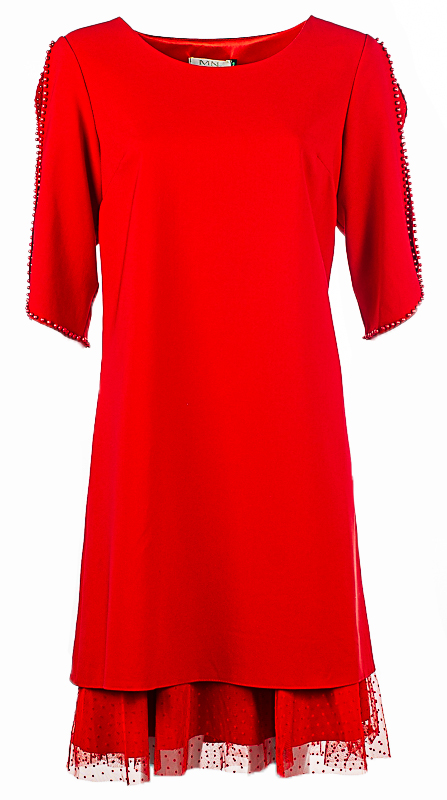 Платье женское с бусинами на рукавах 249932