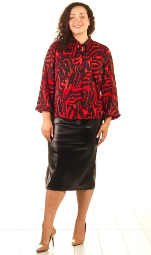 Костюм женский с кожаной юбкой 253260