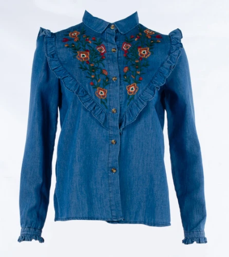 Рубашка женская джинсовая с вышивкой 248786