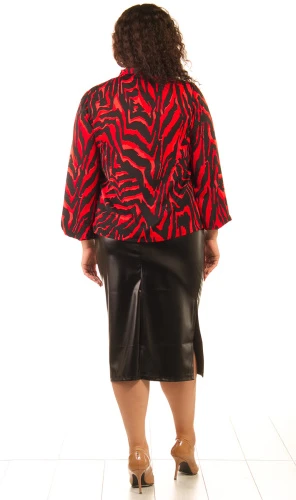 Костюм женский с кожаной юбкой 253260 фото 2