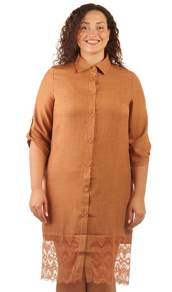 Платье-рубашка женское с кружевом 253631