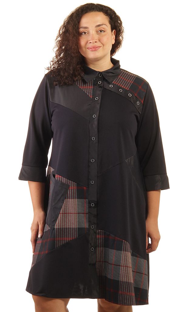 Платье-рубашка женское в клетку 253501