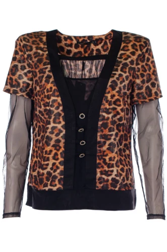 Блузка сетчатый рукав 248355