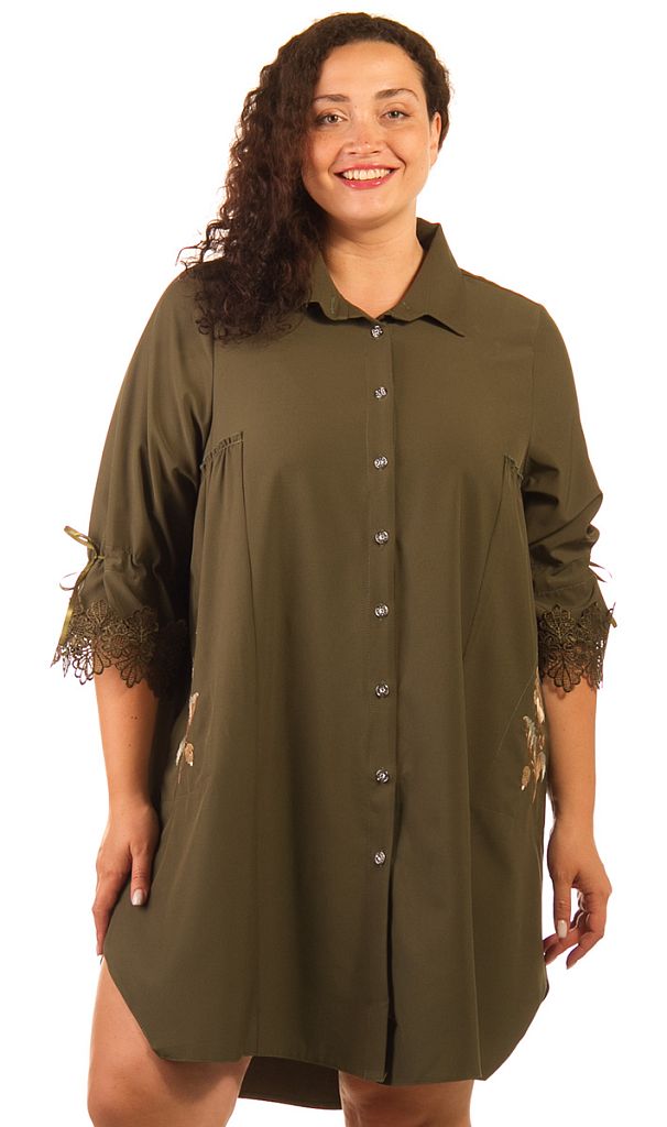 Платье-рубашка женское с вышивкой 253407