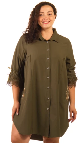 Платье-рубашка женское с вышивкой 253407